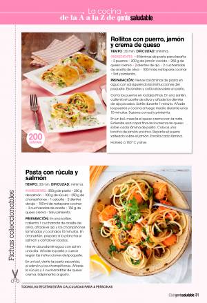 Pasta con rúcula y salmón